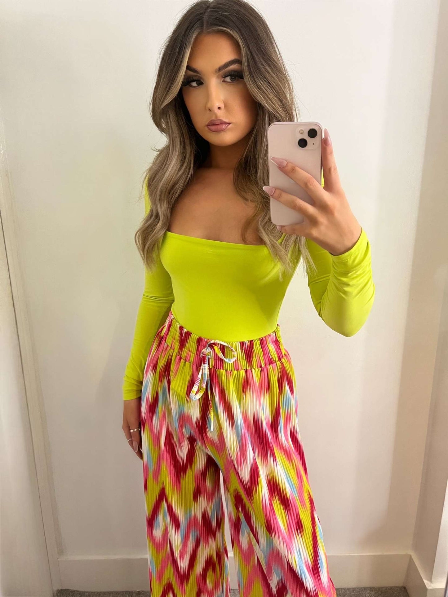 WIDE LEG PATTERNED TROUSERS