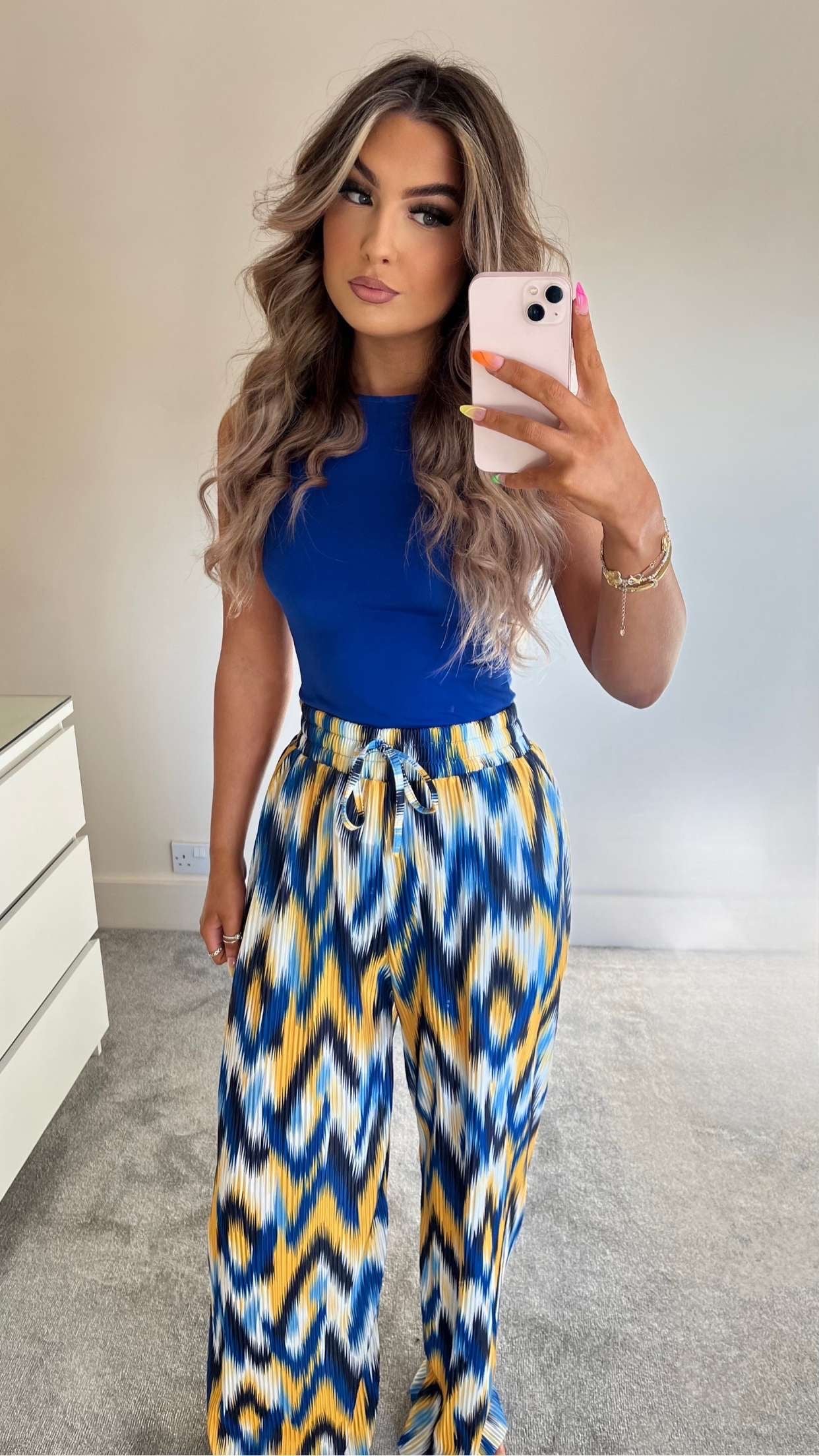 WIDE LEG PATTERNED TROUSERS