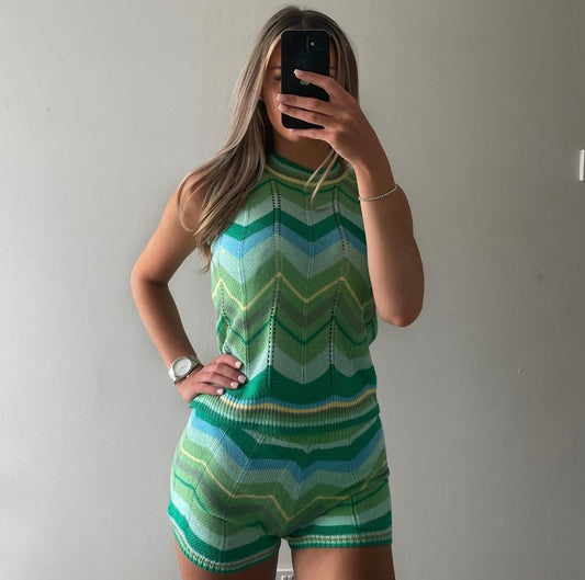GREEN PATTERNED CO ORD